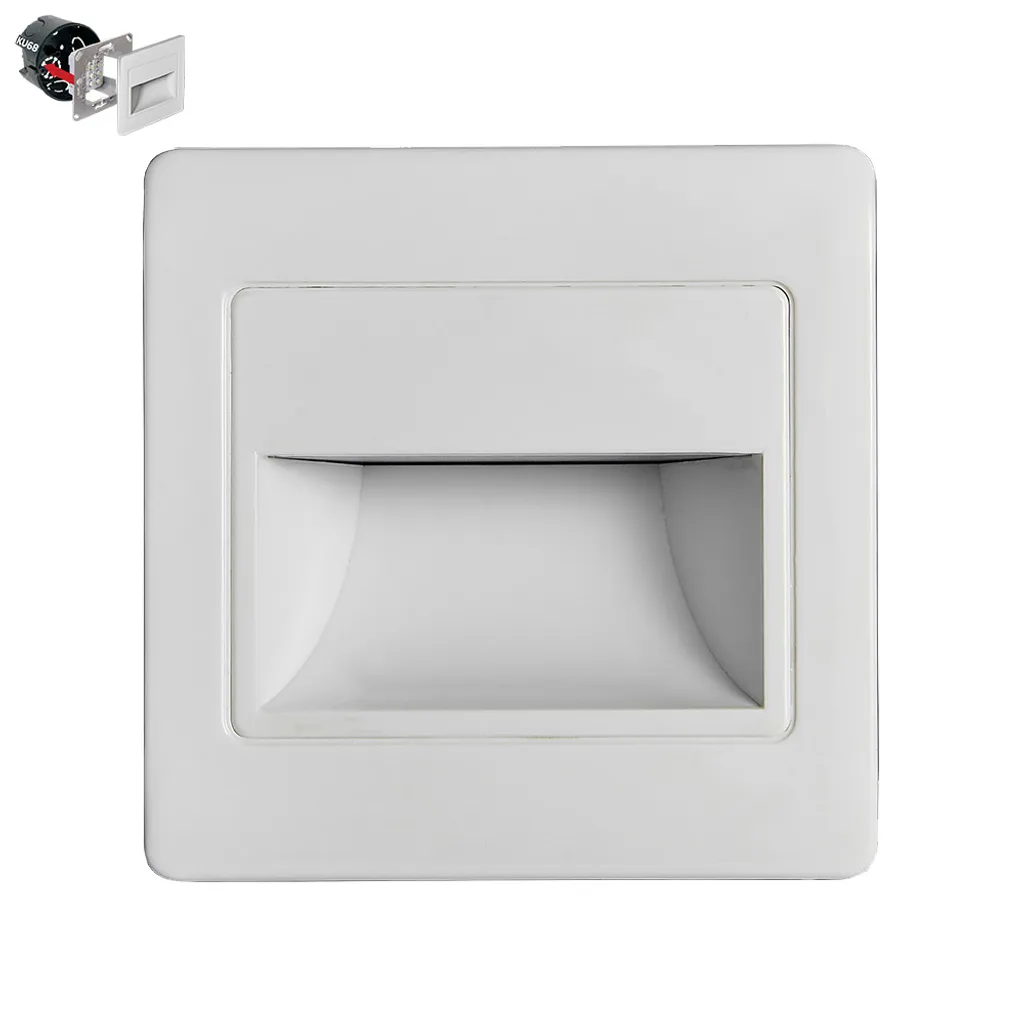 Spot de balisage LED encastrable blanc 1.5W 4000K pour mur et escalier intérieur