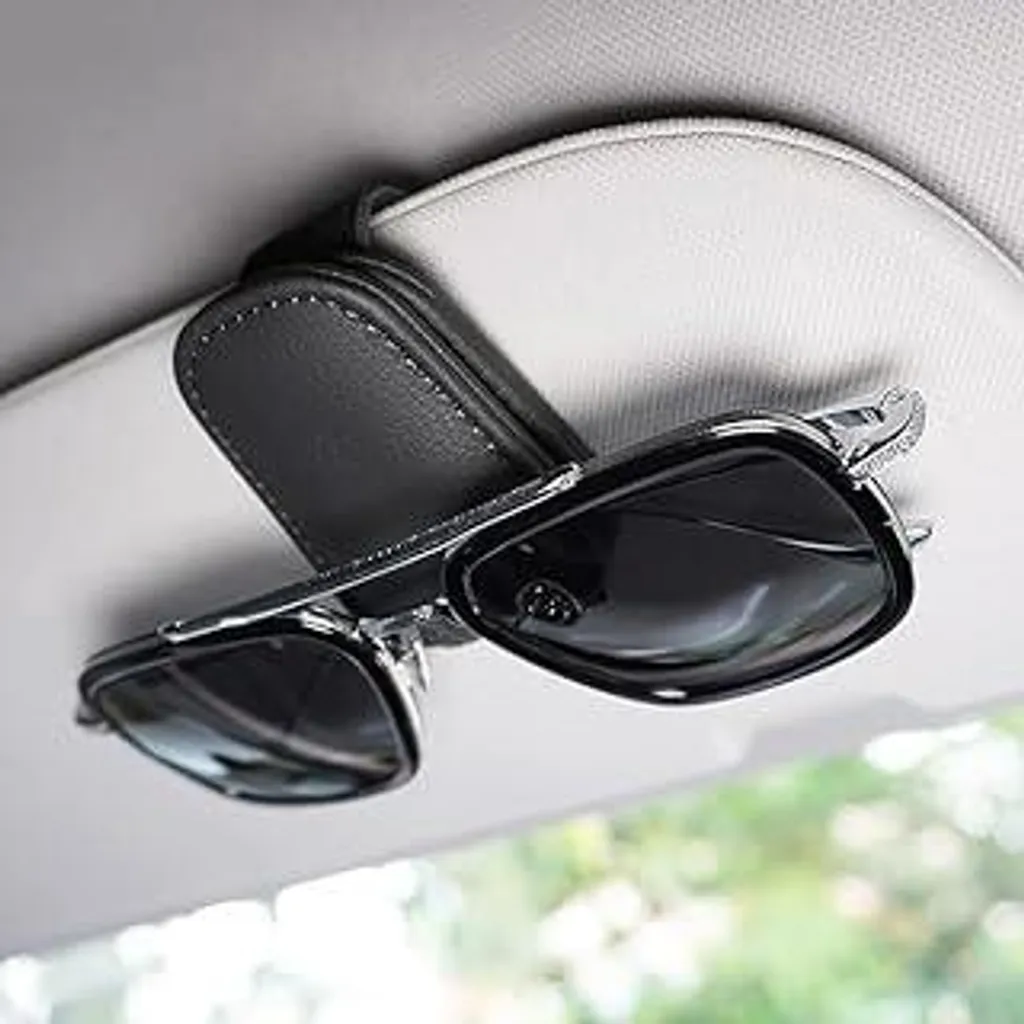 Portaocchiali Auto Pelle Magnetico - Supporto Parasole Universale
