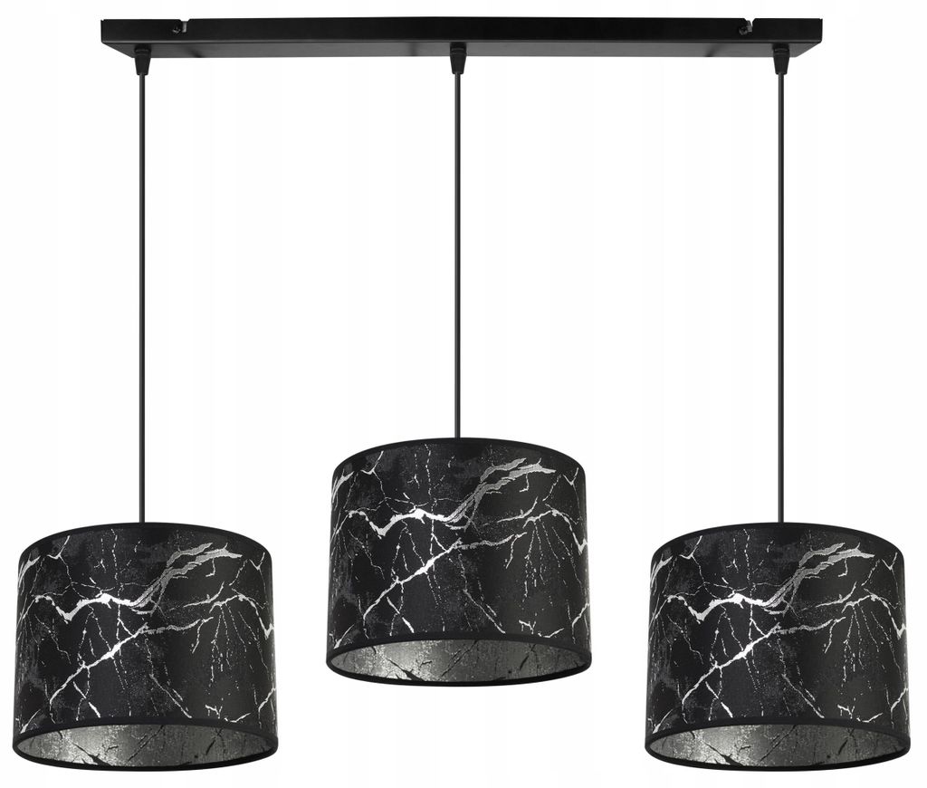 Kronleuchter Pendelleuchte mit silbernem Muster – Moderne Hängelampe mit Lampenschirm, Deckenlampe für Wohnzimmer und Esszimmer