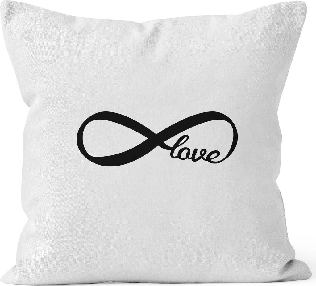 Kissenbezug Infinity Symbol Forever Love Liebe Endless Kissen-Hülle Deko-Kissen 40x40 Baumwolle MoonWorks weiß unisize