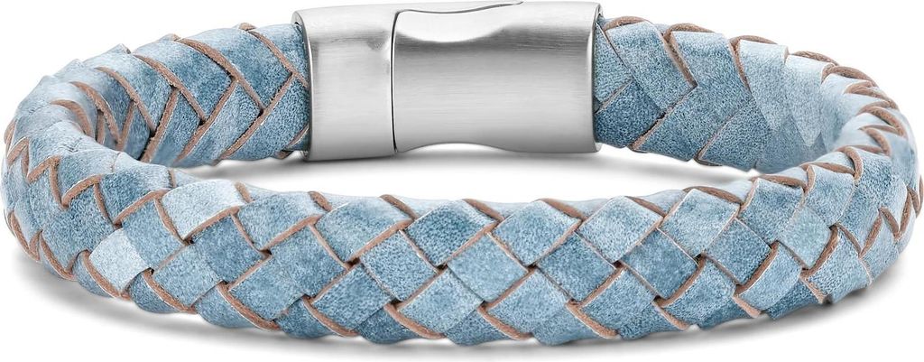 Frank1967 - 7FB-0625 - Gevlochten Armband Lichtblauw met Stalen Sluiting - Heren