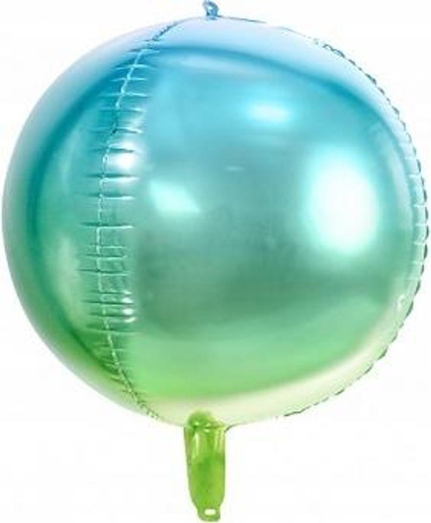 Ombre Ball Folienballon, Blau-Grün, 35cm