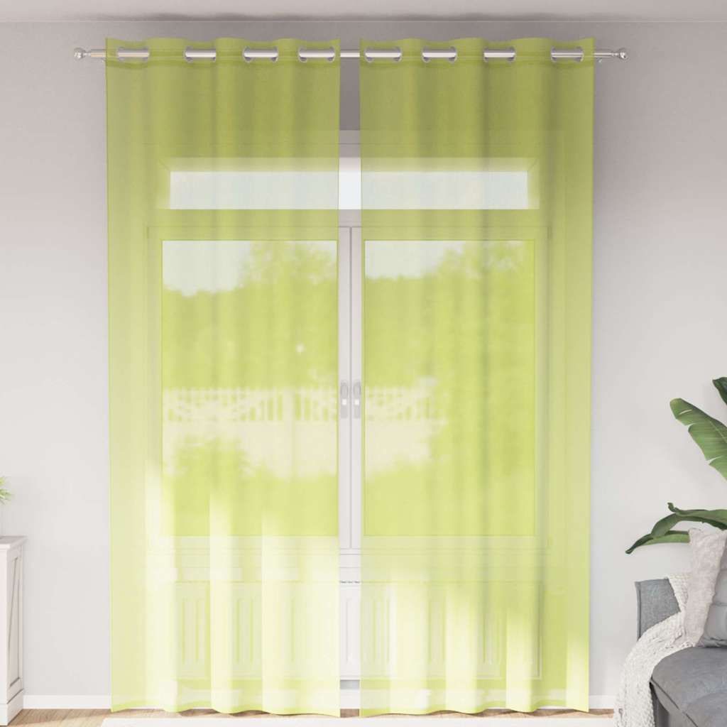 Möbel Voile Vorhänge mit Ösen 2 Stk. Apfelgrün 140x260 cm 4102057