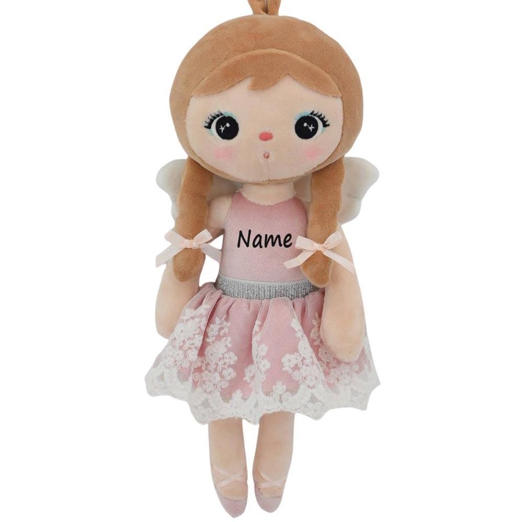 Personalisierte Stoffpuppe Ballerina mit Name Bedruckt Kuschelpuppe mit gesticktem Gesicht.Größe:30cm