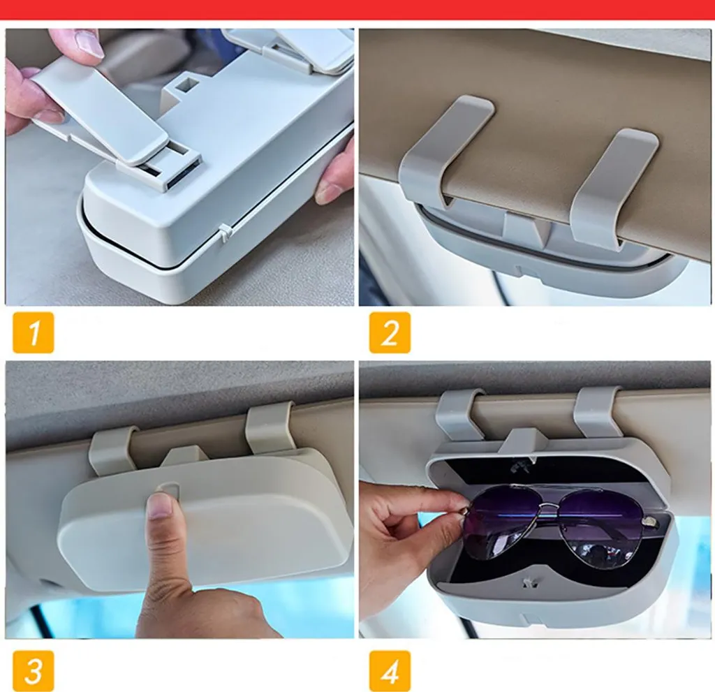 FOCCTS Custodia Universale per Occhiali da Auto, con Funzione Magnetica e Scomparto per Carte di