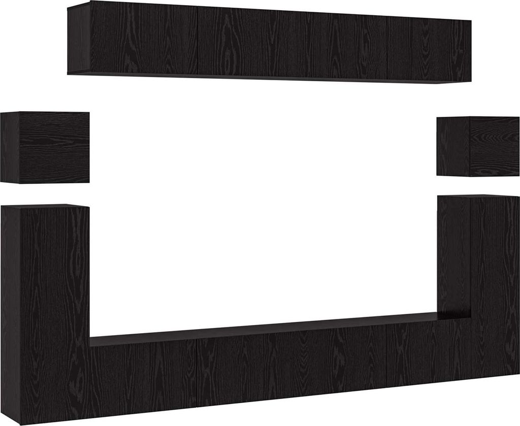 vidaXL TV-Schrankset 8 pcs Schwarz Eichen-Optik Holzwerkstoff