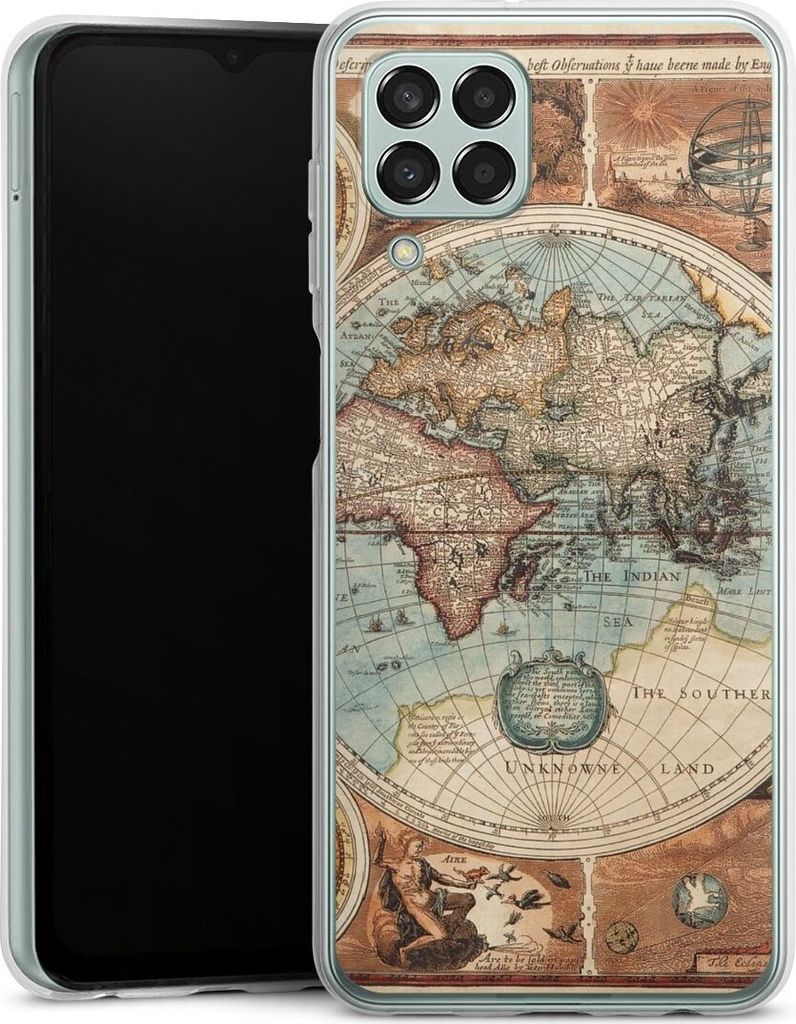 DeinDesign Handyhülle für Samsung Galaxy M33 5G Silikon Hülle Case Smartphone Schutzhülle Landkarte Vintage Weltkarte