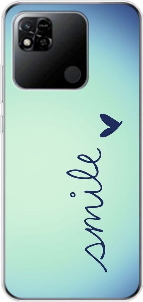 König Design Hülle kompatibel mit Xiaomi Redmi 10A Kunststoff Soft Handyhülle - Handy Case Smile Blau