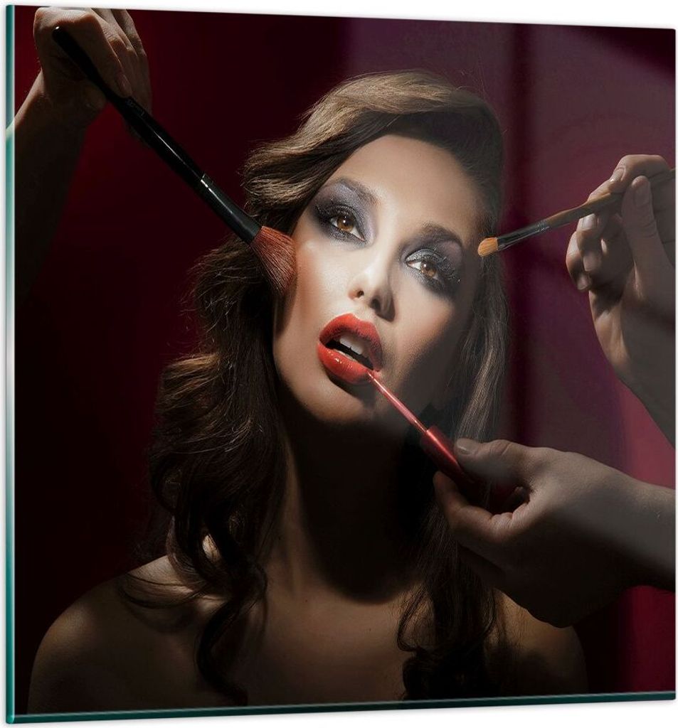 Bilder auf glas - Frau Make-up schön - 30x30cm - Glasbilder - Wandbilder - Kunstdruck - zum Aufhängen bereit - Wanddekoration aus Glas - Glas Bil...