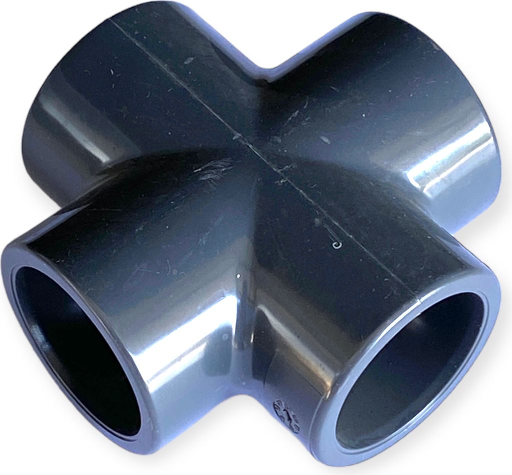 PVC-U Kreuzstück mit 4-facher Klebemuffe - Hochdruckbeständig 32 mm