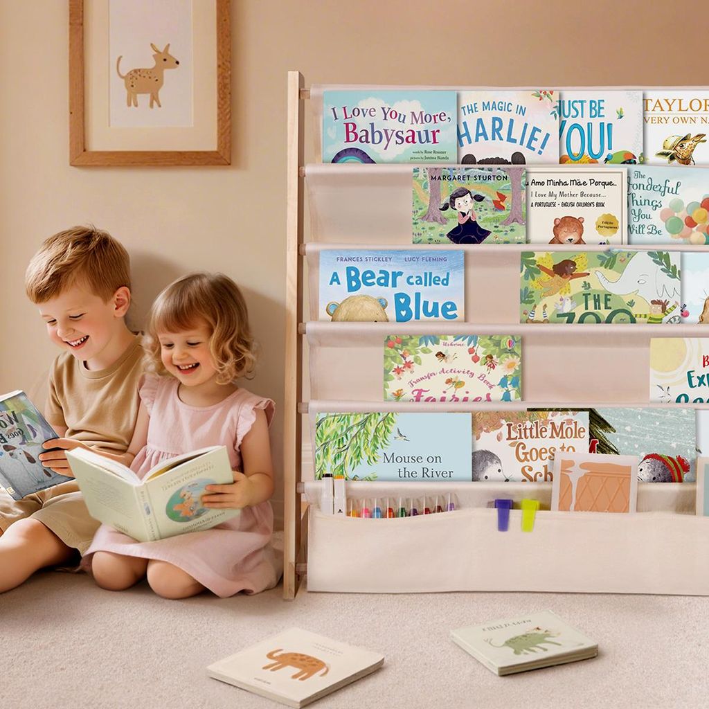 Caveen Kinder Bücherregal 5 Ebenen, Holz Kinderregal mit