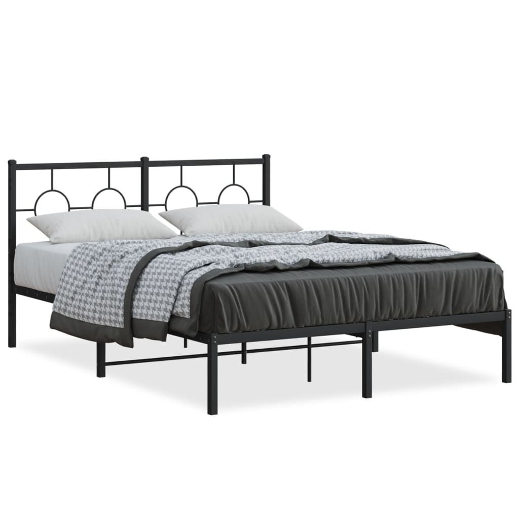 vidaXL Bettgestell mit Kopfteil Metall Schwarz 140x200 cm Produktbild 