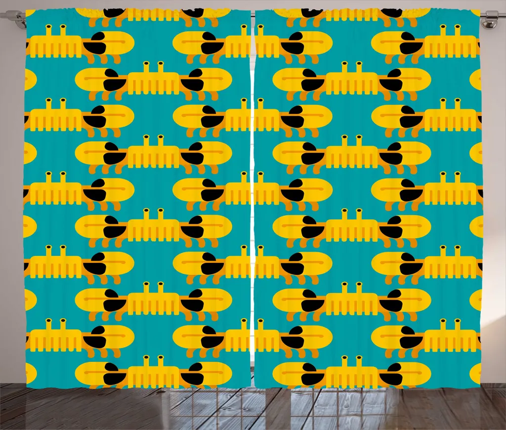 Rideaux à bande universelle motif Marine Life Jaune et Sarcelle