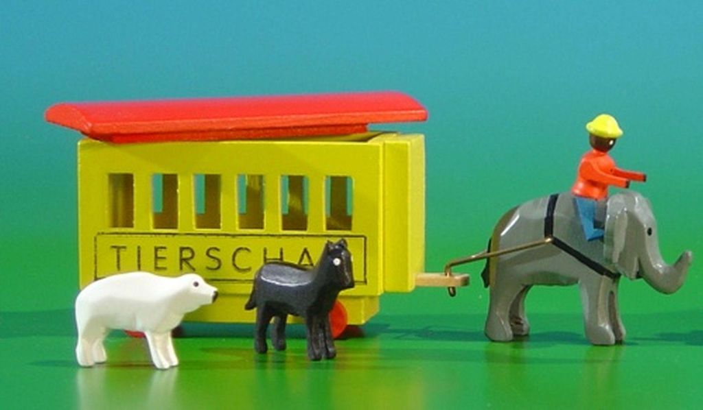 Miniaturen Menagerie gelb mit Elefant BxH 11x4cm NEU