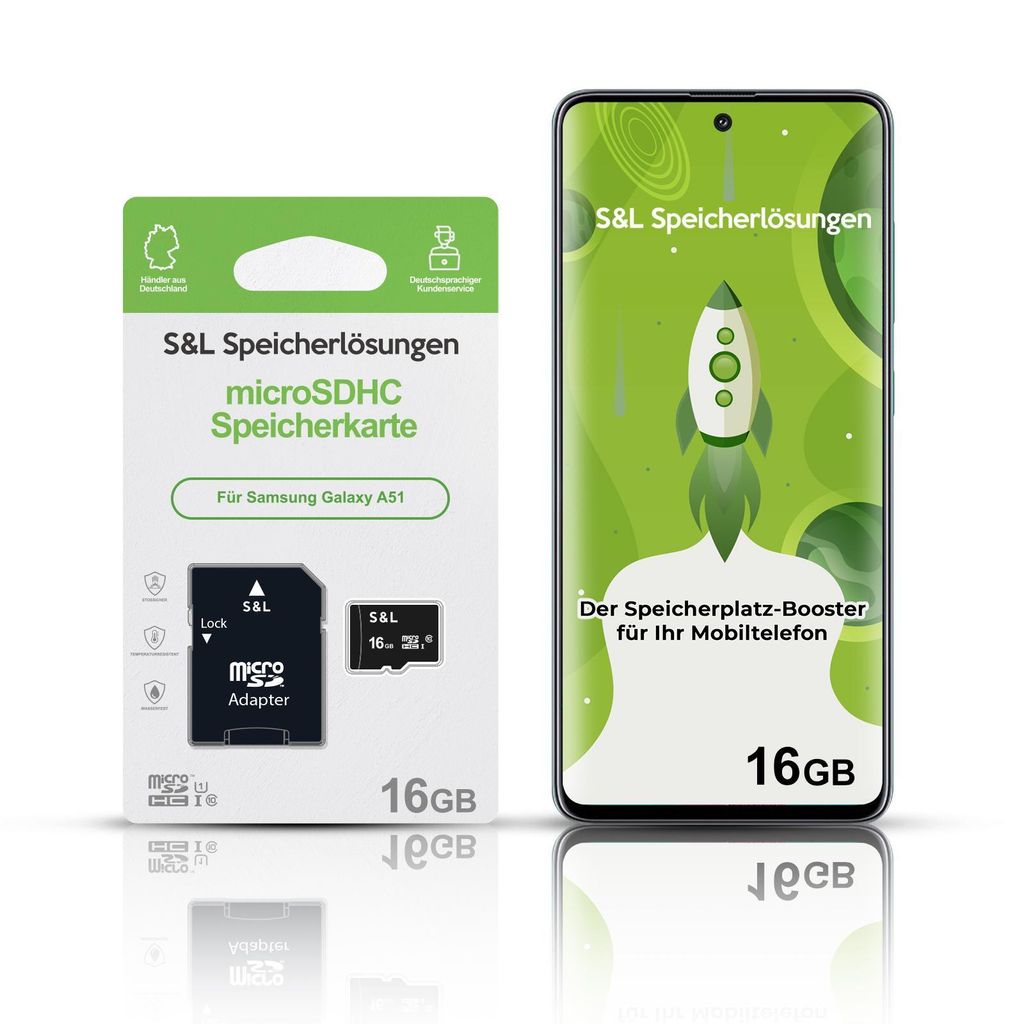 microSD Speicherkarte S&L für Samsung Galaxy A51 - Speicherkapazität: 16 GB