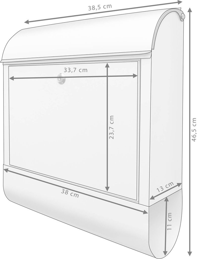 Design Briefkasten Stahl weiß mit Zeitungsfach Produktbild 9