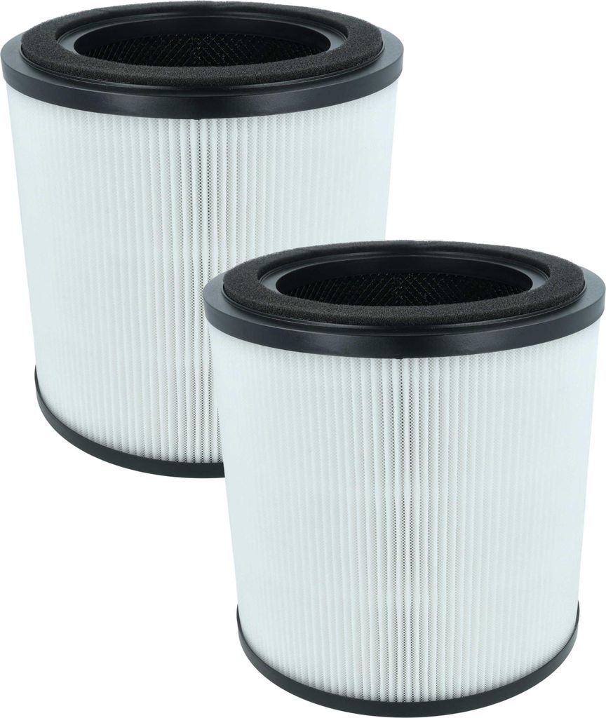 Two round, pleated air filters are shown against a white background.