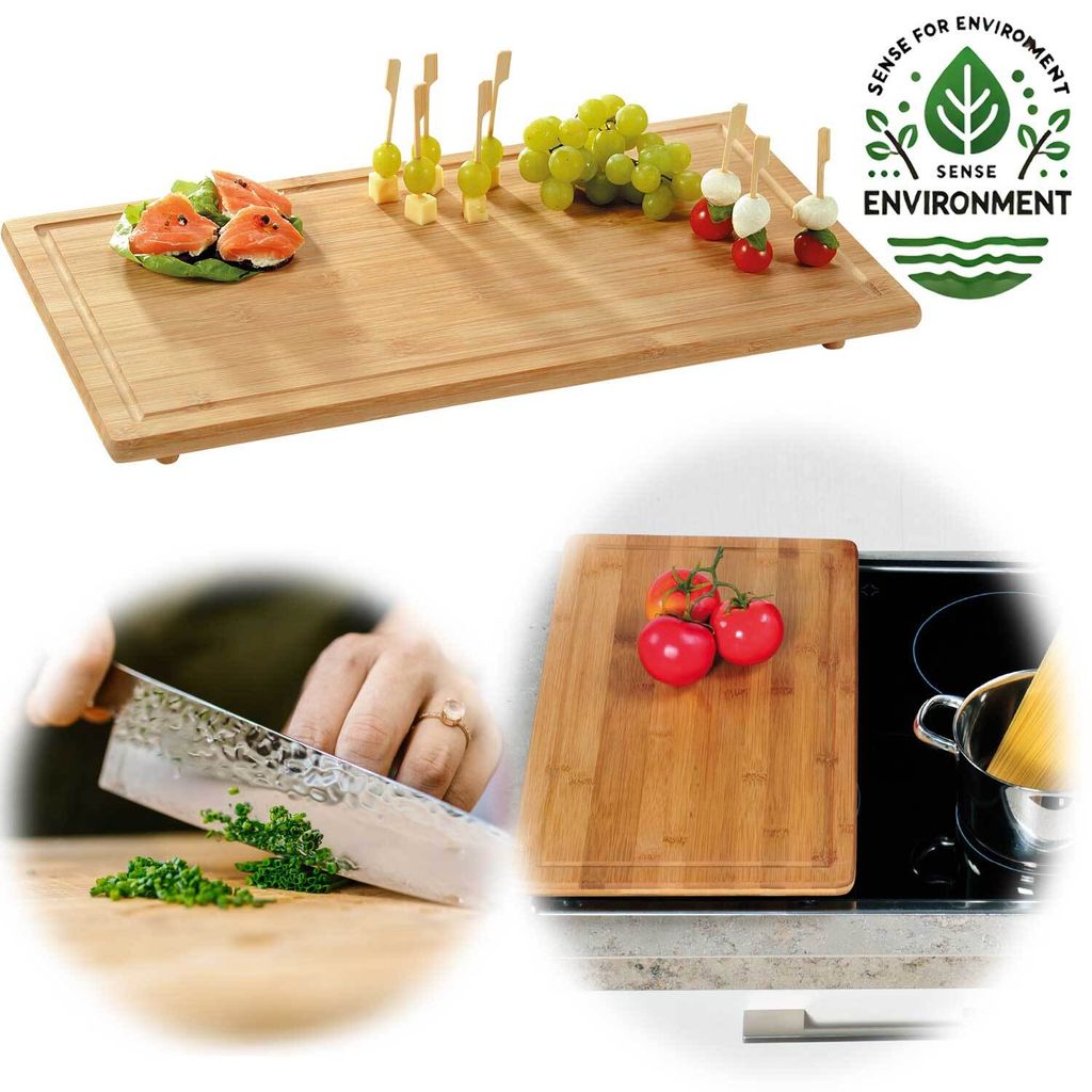 LS-LebenStil XL Holz Schneidebrett Herdabdeckplatte 50x28cm Küchenbrett Holzbrett Abdeckung Herd Abdeckplatte Kochfeld-Abdeckung Ceranfeld Induktion