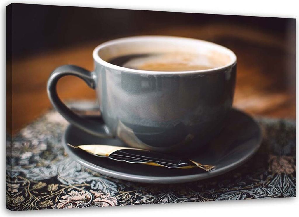 Leinwandbild kaffeetasse 100x70 cm Feeby grau wandbild bereit zum aufhängen