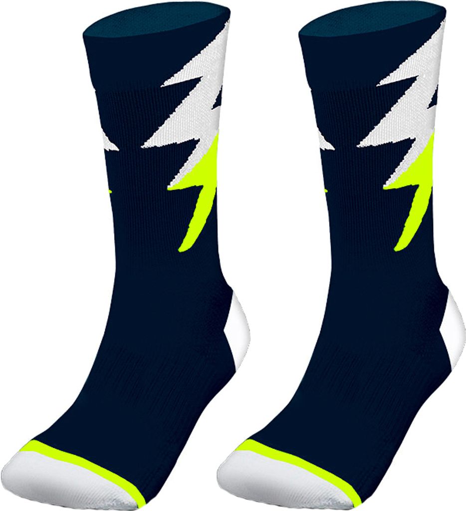 39-42|Zeus Thunder lange Spezial Trainingssocken navy neongelb