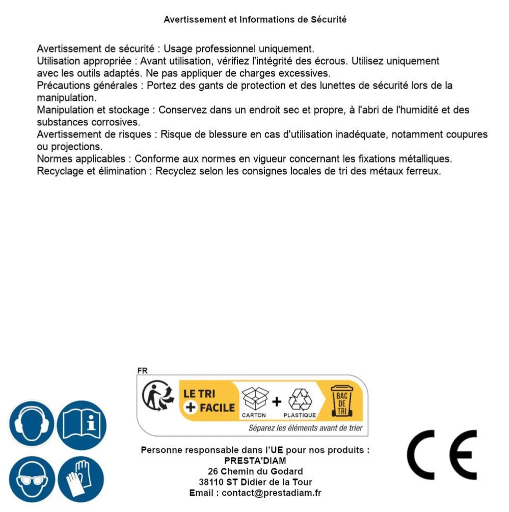 Écrou Inviolable M16 Antivol en Inox A2 D-Work - Rupture Haute Précision