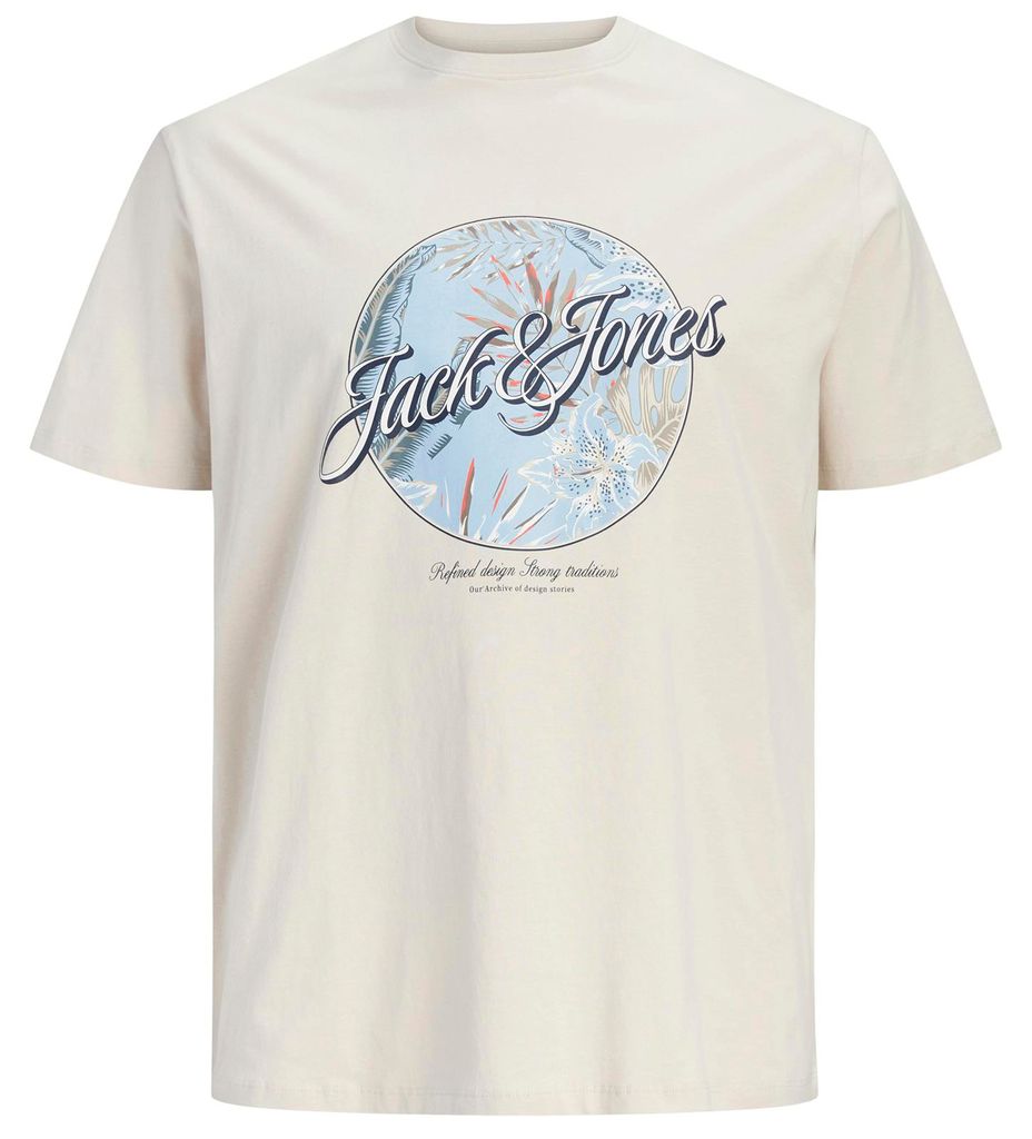 Jack&Jones Übergrößen T-Shirt beige Print JJHONOLULU