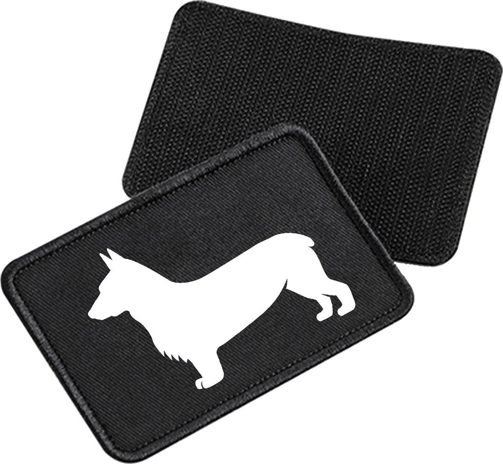 Huuraa Patch Welsh Corgi Pembroke Silhouette Black 10 x 6,5cm Baumwolle Klettpatch für Mütze Geschenkidee
