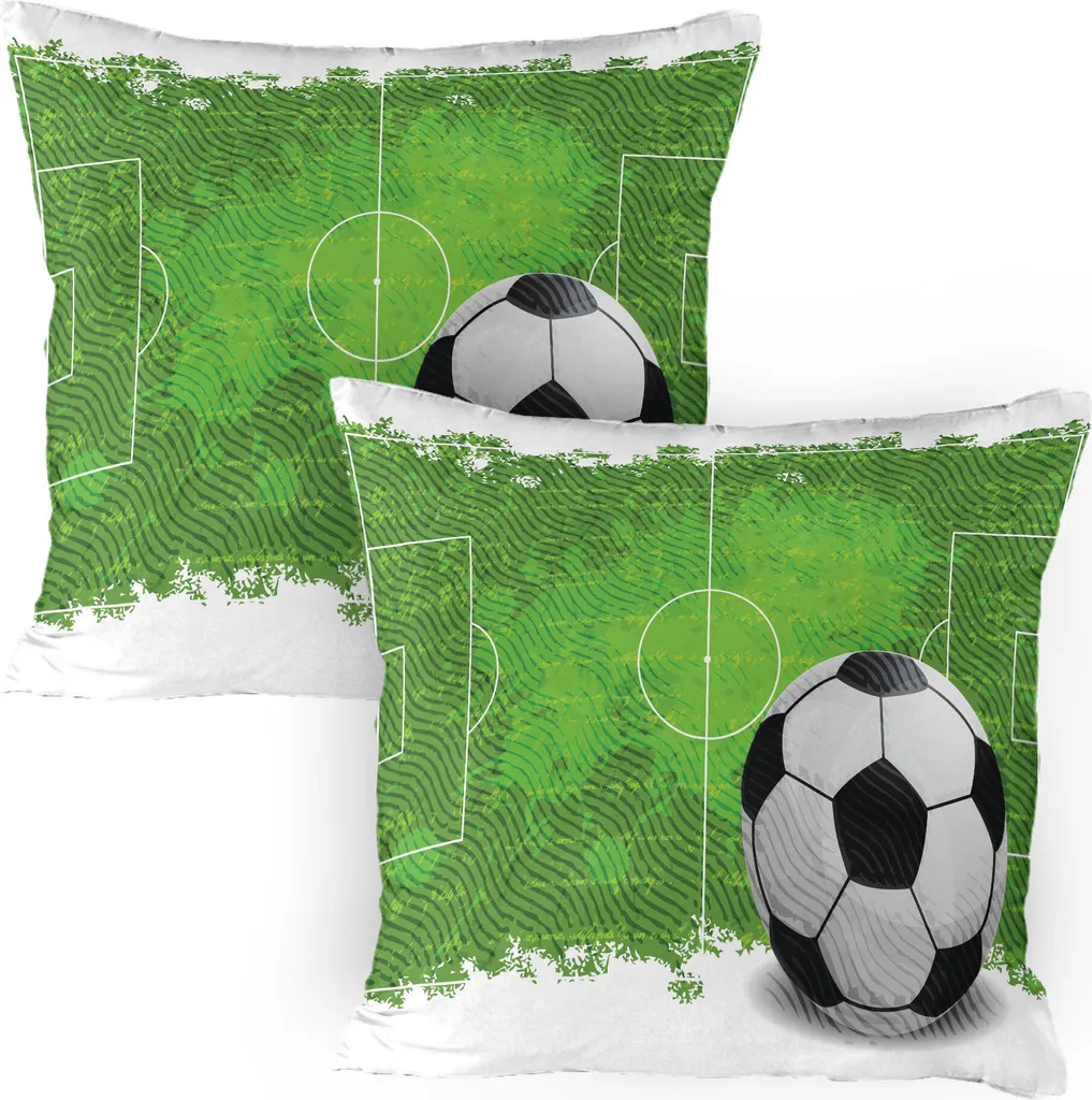 Housse de coussin football pour déco de chambre ou salon 80x80 cm x2