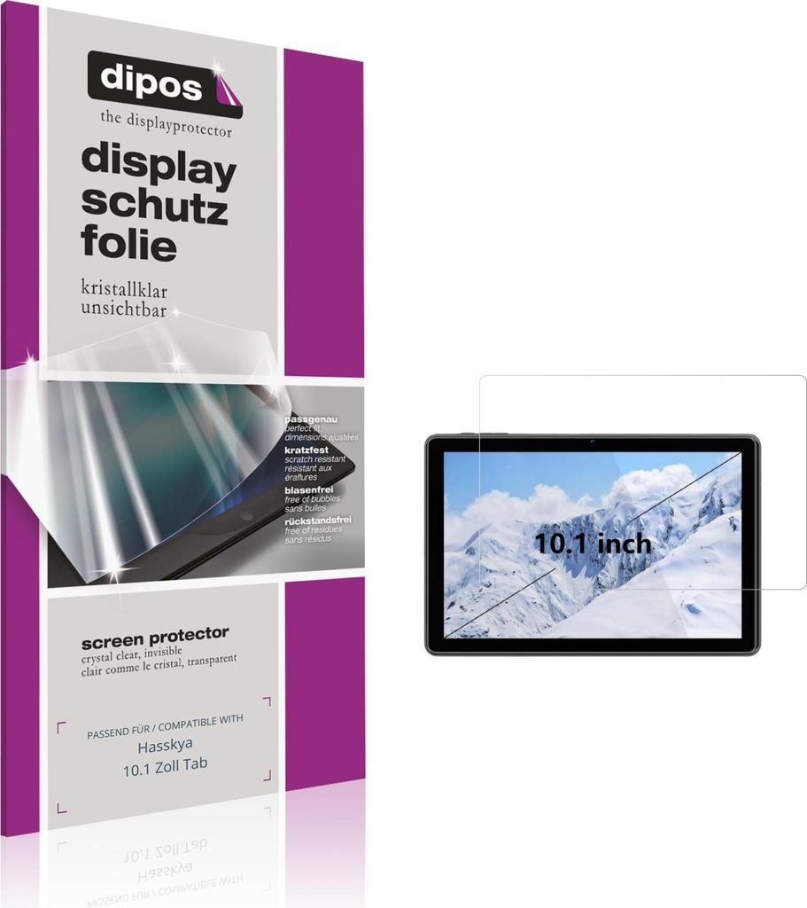 2x Schutzfolie für Hasskya 10.1 Zoll Tab klar Displayschutzfolie Folie Display Schutz dipos
