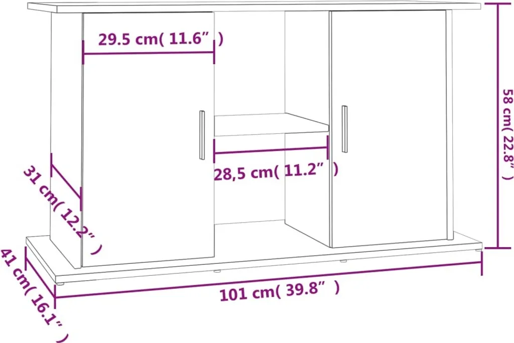Supporto Acquario 101x41x58 cm Rovere Sonoma - Mobile Robusto vidaXL - 11
