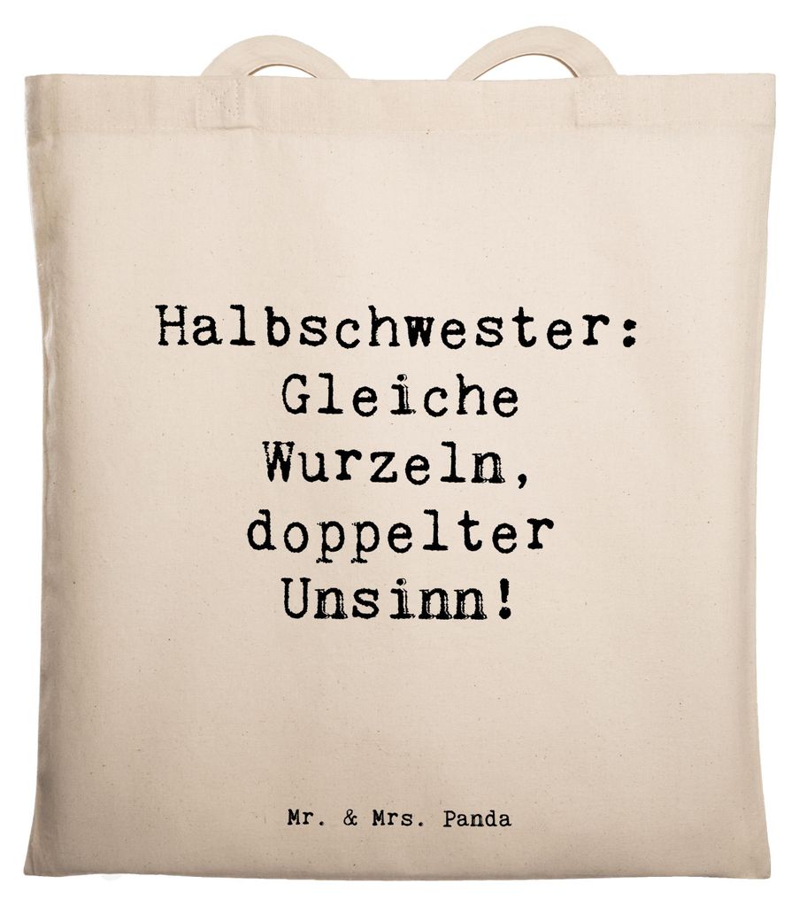 Mr. & Mrs. Panda canvas tasche Spruch Halbschwester Unsinn - Transparent - Geschenk, Patchworkfamilie, baumwoll shopper, Uni, Familie, einzigartige...