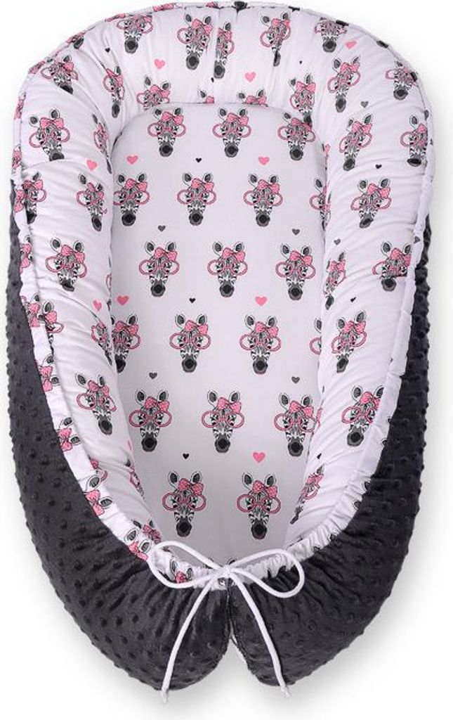 Bobono Babyschlafsack Minky rosa Zebras 95x55 cm 12 cm hohe Ränder handgefertigt in der EU mit ECO FILLBALL Füllung