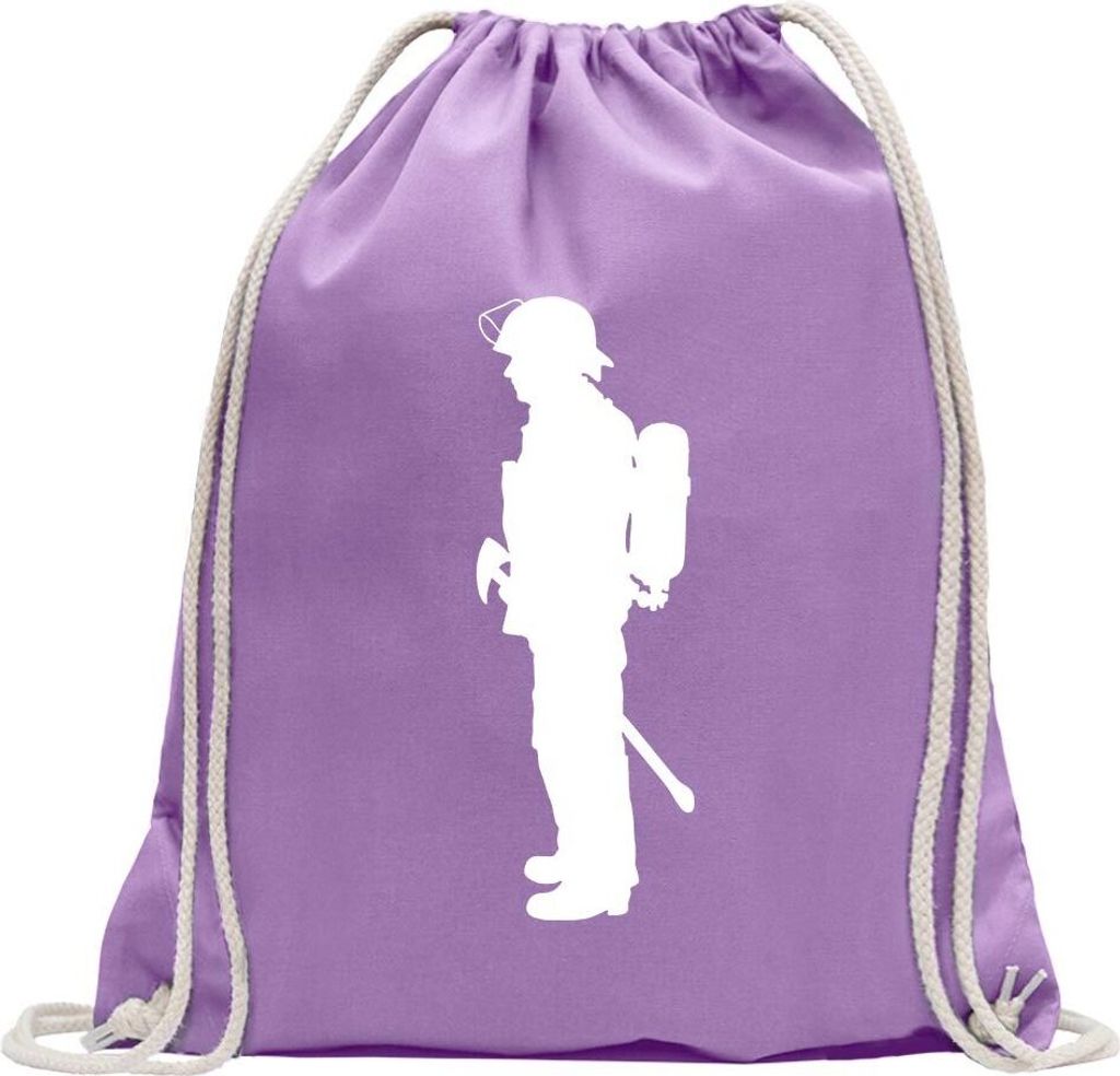 Kiwistar - Turnbeutel - lavendel - Feuerwehrmann - Einsatz - Fun Rucksack Sport Beutel Gymsack Baumwolle mit Ziehgurt