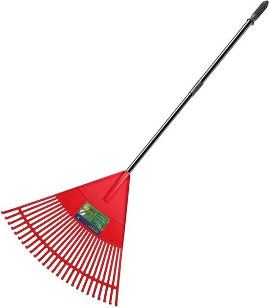 Balai à lames plastique 26 dents tête rouge et manche fonte 110-168 cm