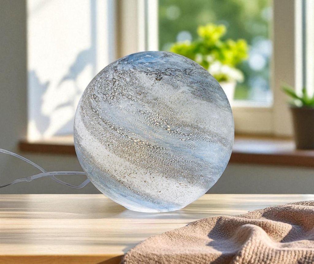 Formano Kugellampe LUXOR Glas Marmor blau Design 24cm Produktbild 