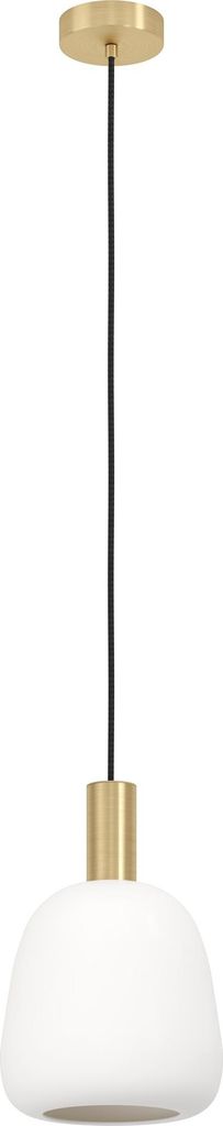 EGLO Hängelampe Manzanares, 1-flammige Pendelleuchte Esstisch, Deckenlampe aus Metall in Messing mit Glas-Kugeln in opal matt weiß, E27, Ø 22,5 cm