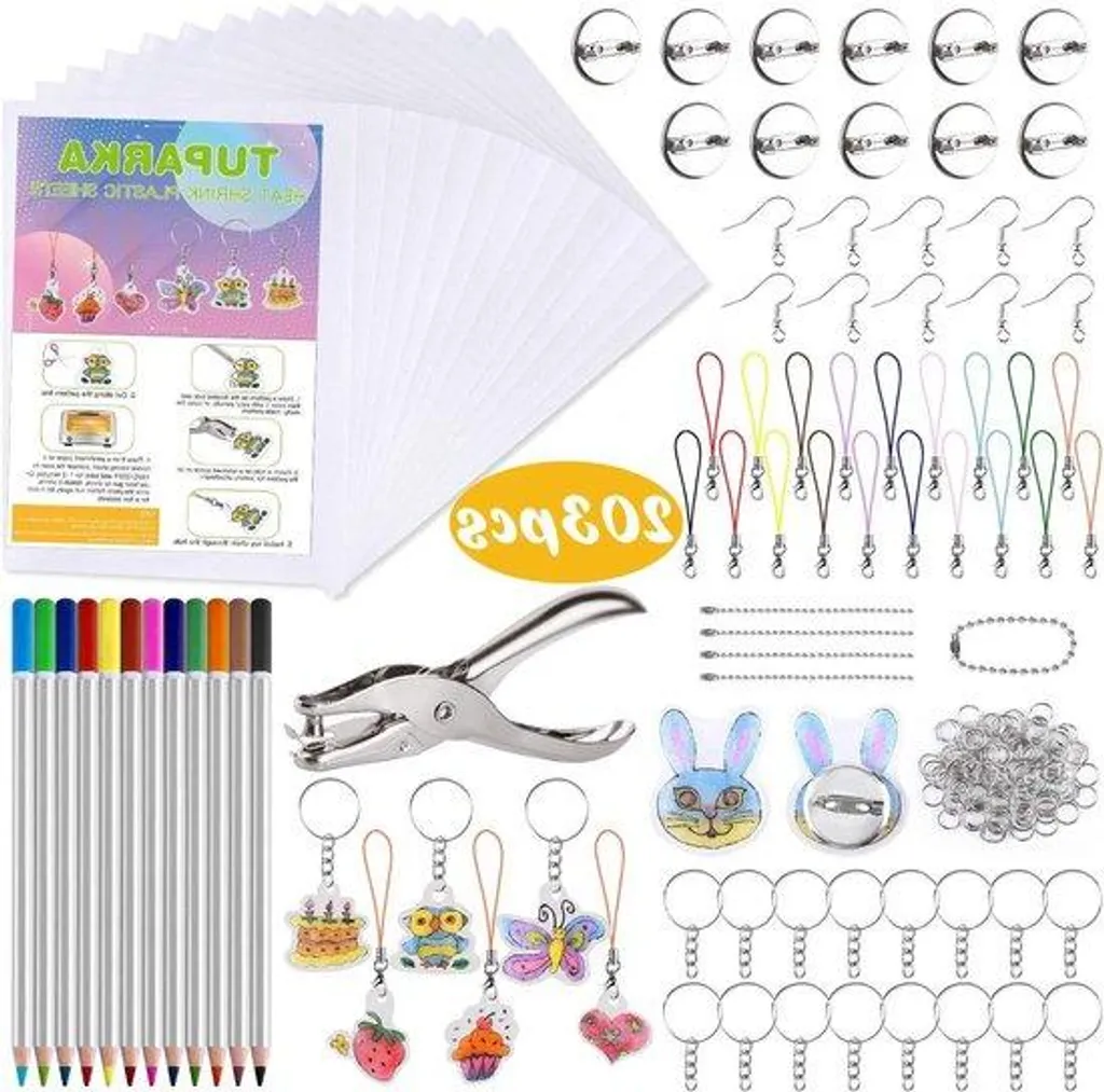 Kit créatif feuilles thermorétractables 203 pcs pour créations personnalisées