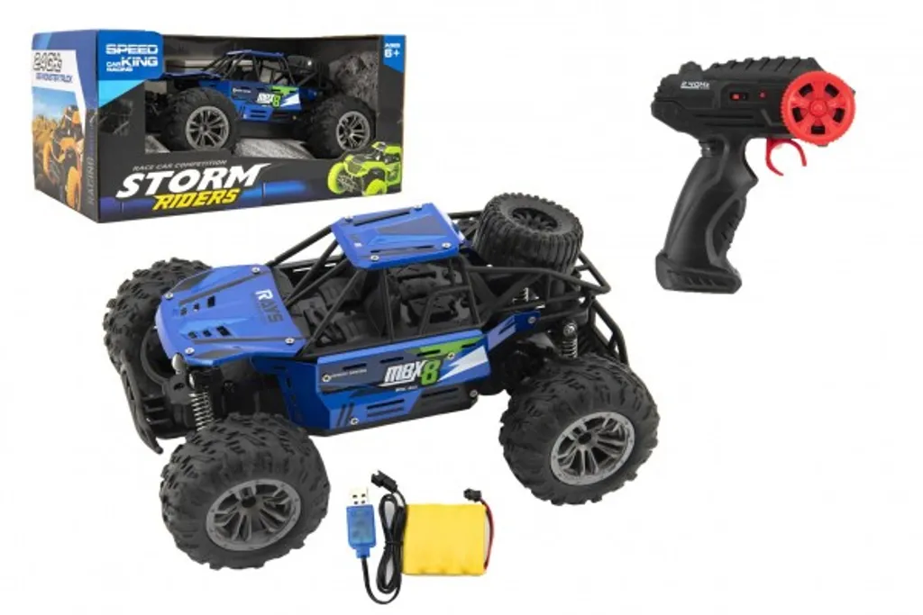 Voiture de Course RC Tout Terrain pour Jardin et Extérieur Bleu 22cm