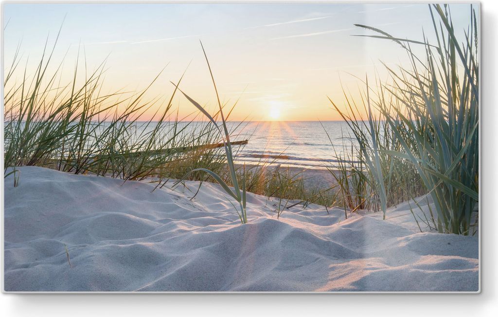 DEQORI Frühstücksbrett Glas 23x14 cm 'Ostsee Sonnenuntergang' Schneidebrett Platte