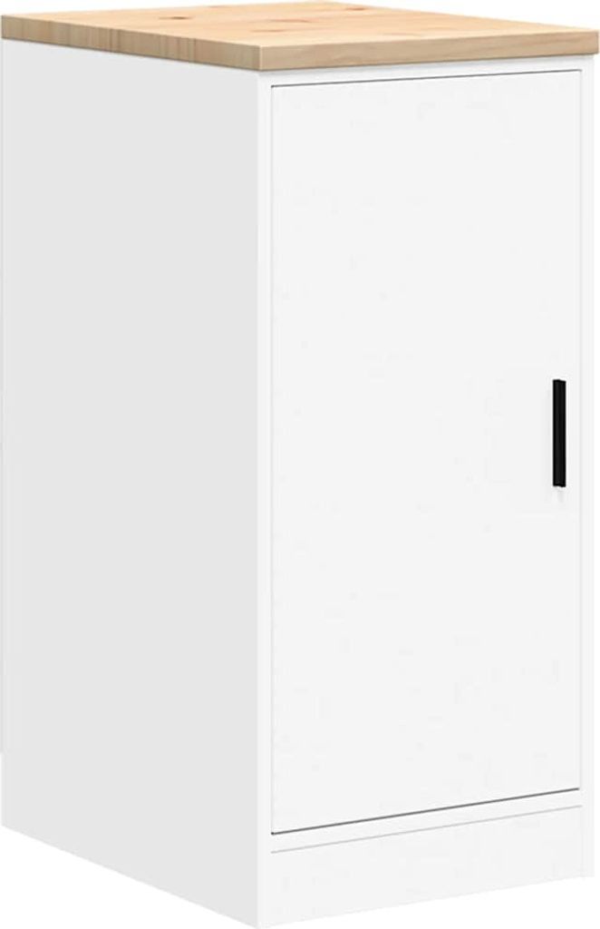 Garagen-Aufbewahrungsschrank Weiß 40x51x85 cm Massivholz Kiefer