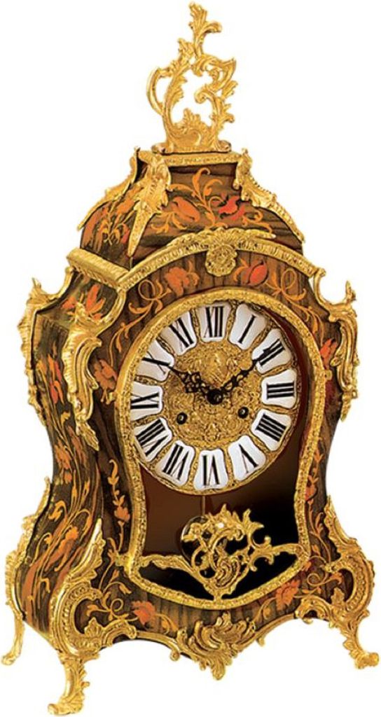 Casa Padrino Luxus Barock Tischuhr Braun / Mehrfarbig / Gold - Prunkvolle Barockstil Uhr - Handgeschnitzte Barock Schreibtischuhr - Luxus Qualität...