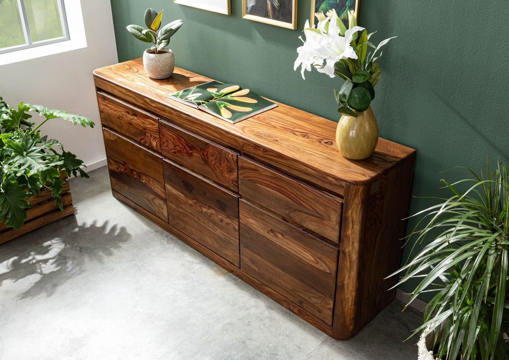 MASSIVMOEBEL24 Sideboard Sheesham 185x40x80 walnuss Produktbild 