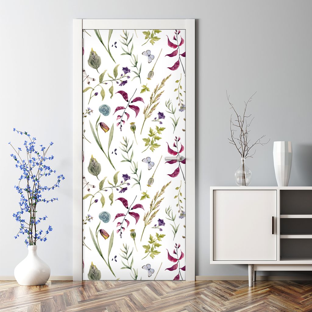 Dekorative Türposter Aufkleber selbstklebend Klebefolie Abnehmbarerdeko Frühlingsblume 85 x 200 cm