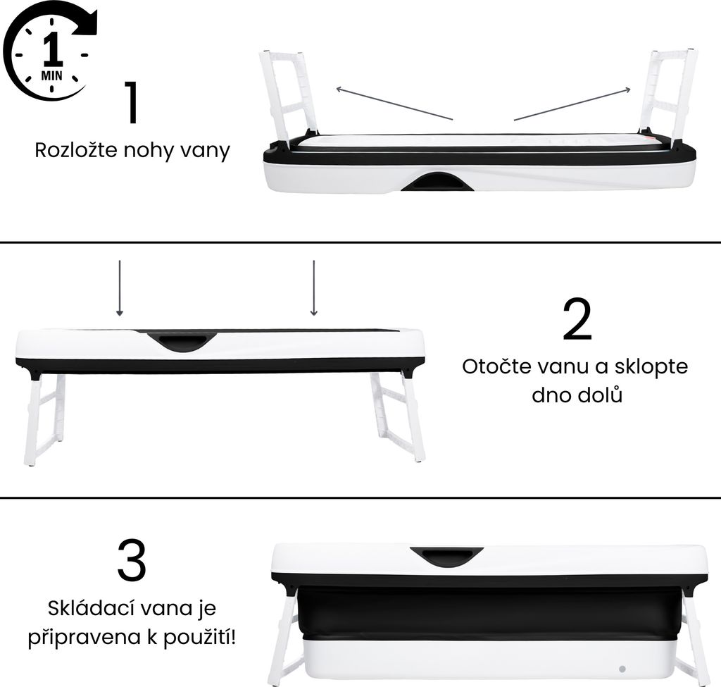 HelloBath® Skládací vana pro dospělé XXL, 157x60x48 cm – S Obrázek produktu 7