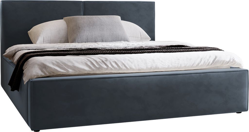 MIRJAN24 Polsterbett Santos, Doppelbett mit Bettkasten, Ehebett, Gasdruckfeder, Lattenrost (Farbe: Manila 20, Größe: 140x200 cm)