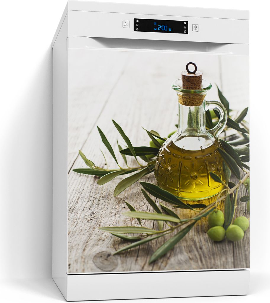 DEQORI Magnetmatte Spülmaschine beschreibbar 60x70 cm 'Olivenöl mit Olivenzweig' Magnetfolie