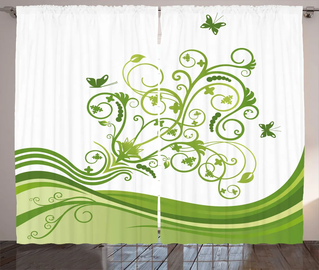 Rideaux Universels de Salon Motif Végétal Vert 280 x 225 cm Deco