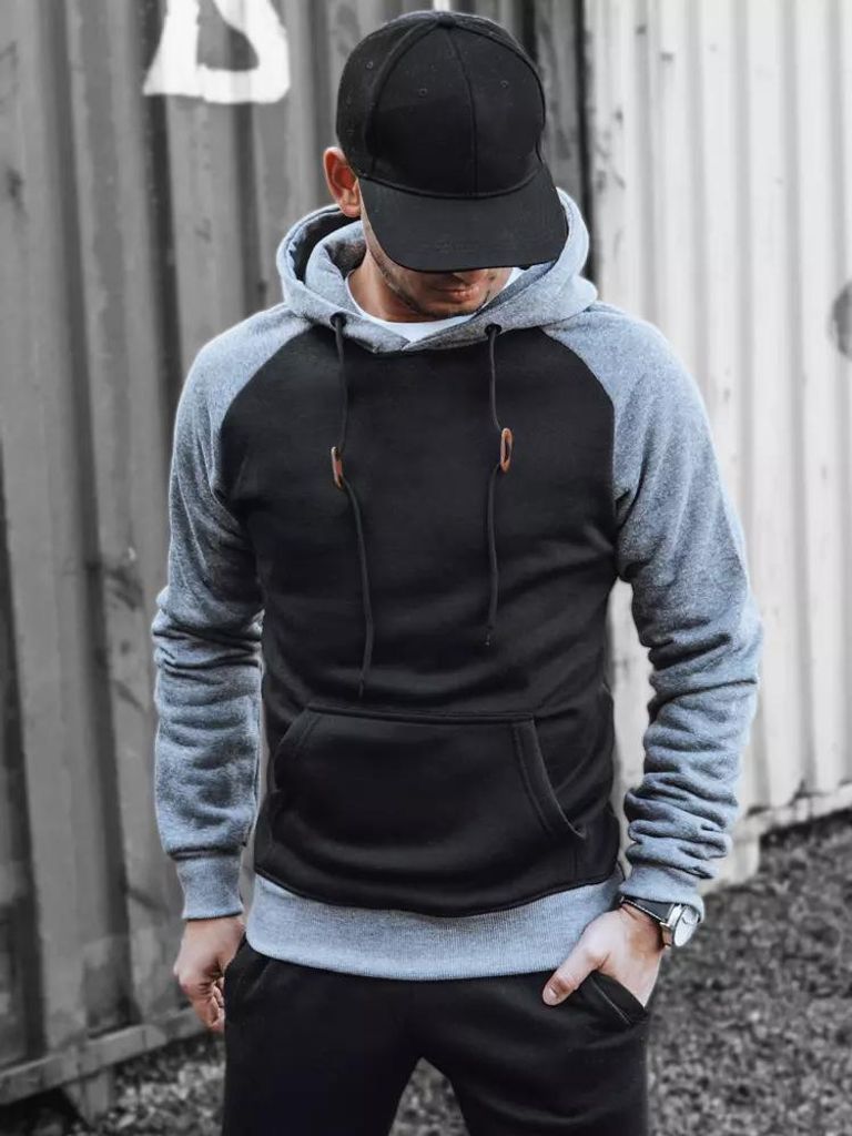 Dstreet Herren-Kapuzenpullover mit Kapuze Hule schwarz XL
