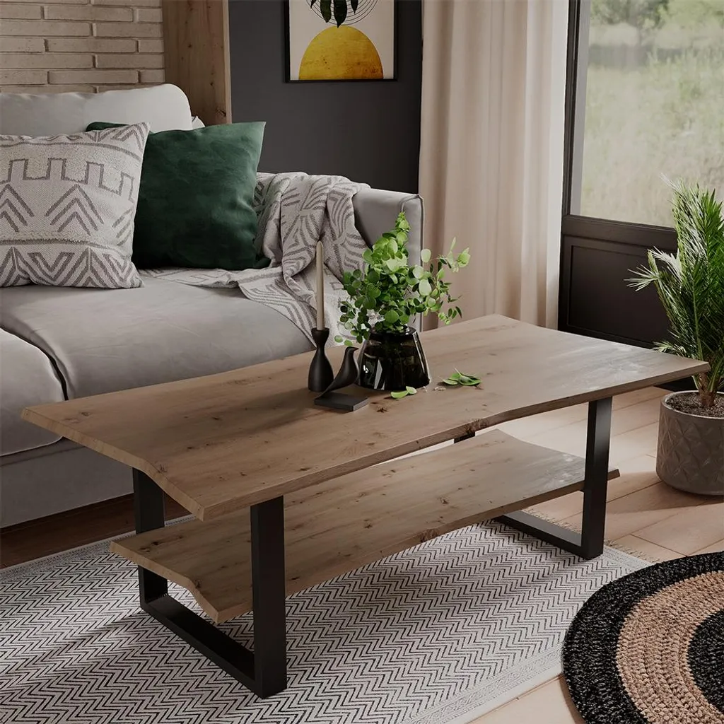 Table basse Vicco Yan Artisan 120x60 cm avec rangement Modèle 58395