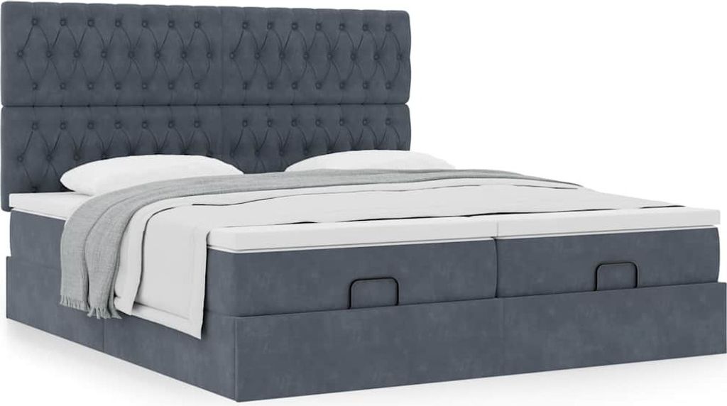 Maison Exclusive - Ottoman-Bett mit Matratzen Dunkelgrau 160x200 cm Samt